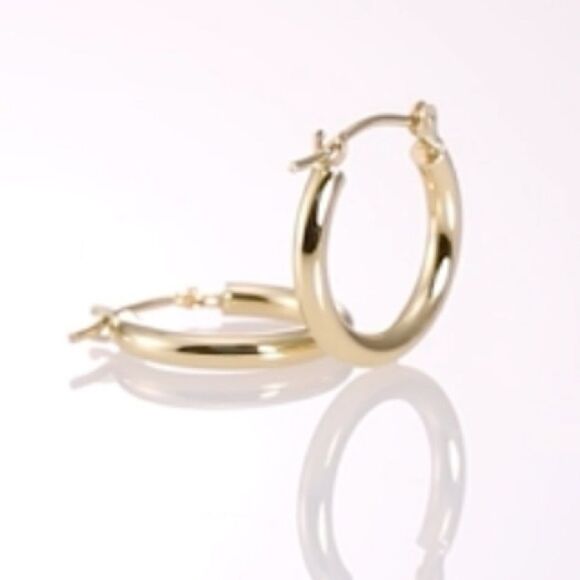 Sold 14k Gold 14mm Hoop Earrings - Picture 3 of 8